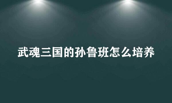 武魂三国的孙鲁班怎么培养