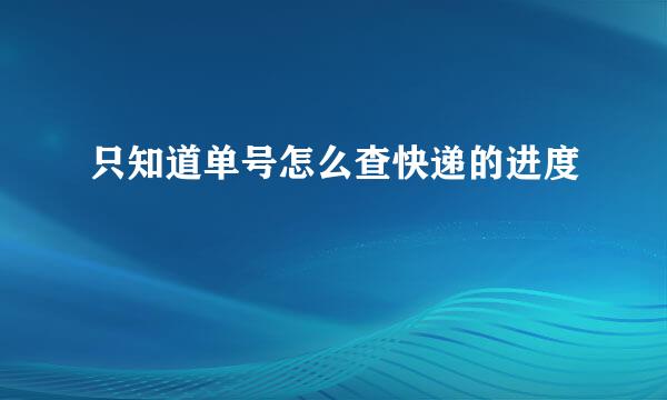 只知道单号怎么查快递的进度