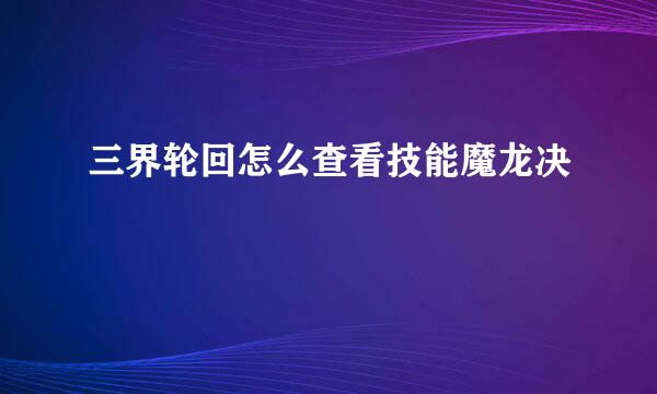 三界轮回怎么查看技能魔龙决