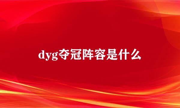 dyg夺冠阵容是什么