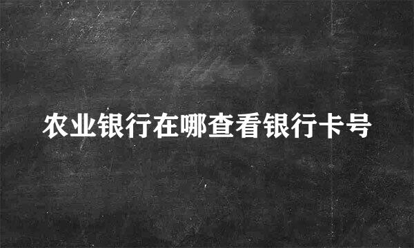 农业银行在哪查看银行卡号