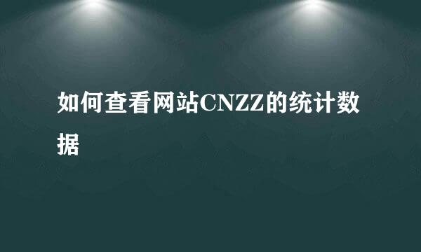 如何查看网站CNZZ的统计数据