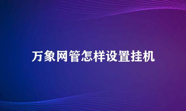 万象网管怎样设置挂机