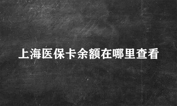 上海医保卡余额在哪里查看