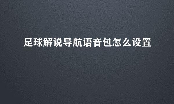 足球解说导航语音包怎么设置