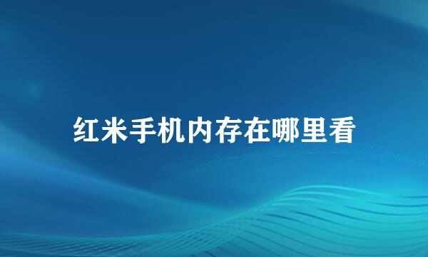 红米手机内存在哪里看