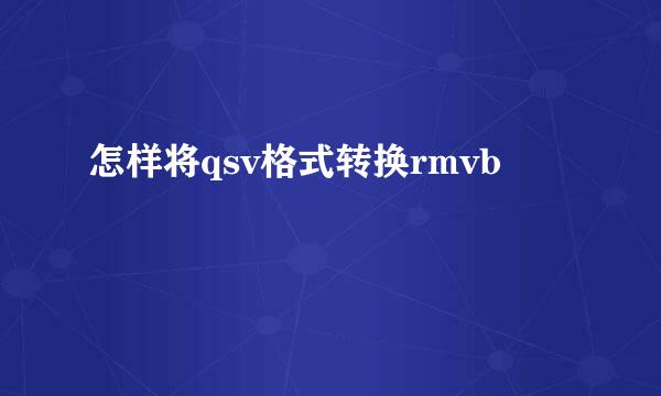 怎样将qsv格式转换rmvb