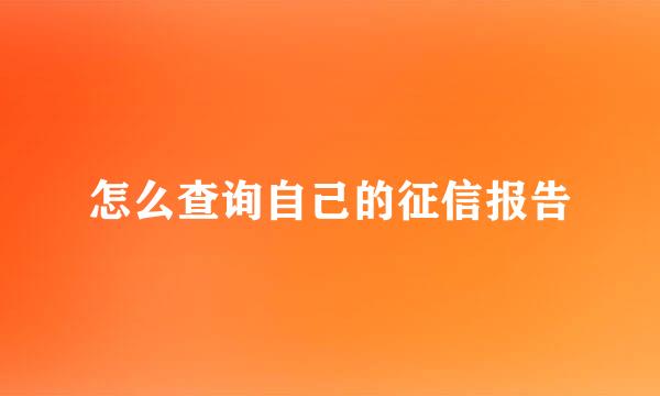 怎么查询自己的征信报告