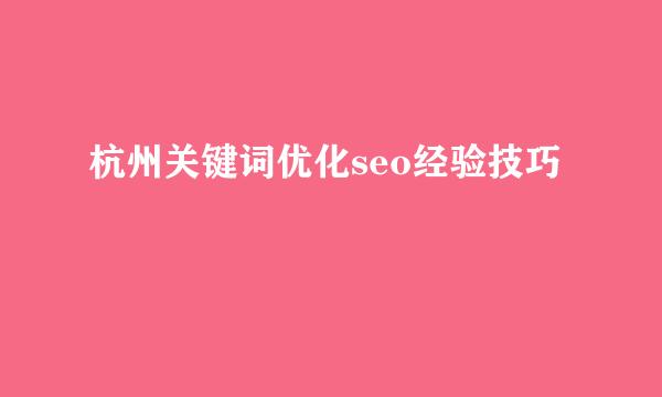 杭州关键词优化seo经验技巧