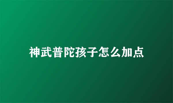 神武普陀孩子怎么加点