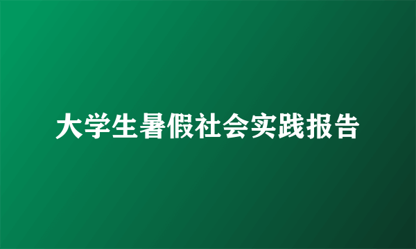 大学生暑假社会实践报告