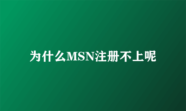 为什么MSN注册不上呢