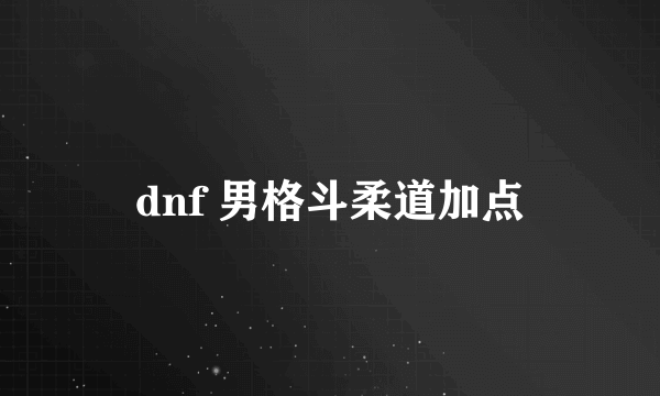 dnf 男格斗柔道加点