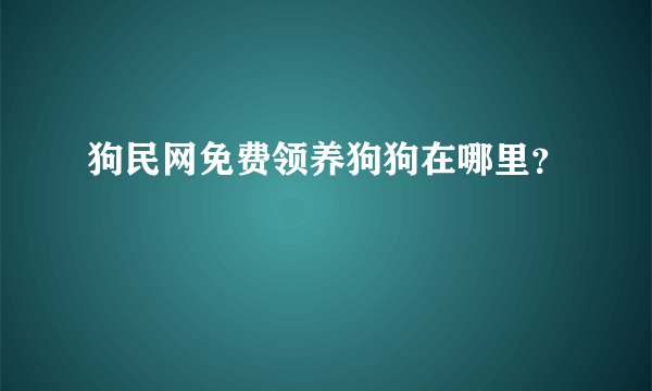 狗民网免费领养狗狗在哪里？