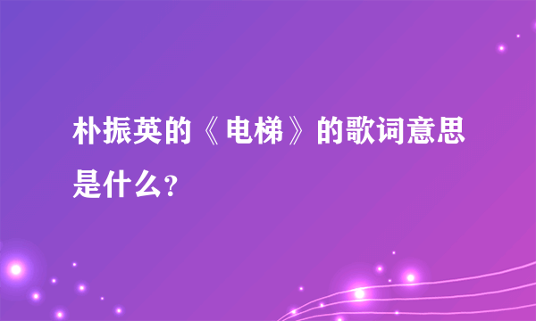 朴振英的《电梯》的歌词意思是什么？