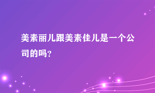 美素丽儿跟美素佳儿是一个公司的吗？