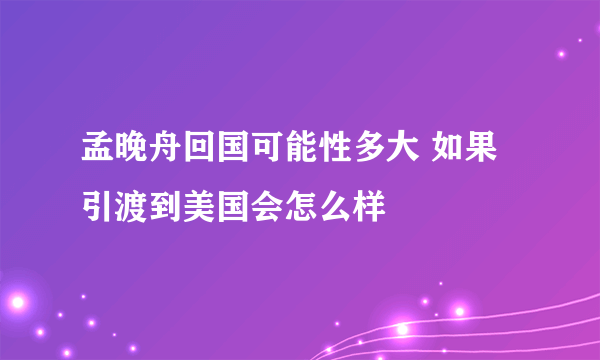 孟晚舟回国可能性多大 如果引渡到美国会怎么样