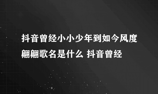 抖音曾经小小少年到如今风度翩翩歌名是什么 抖音曾经