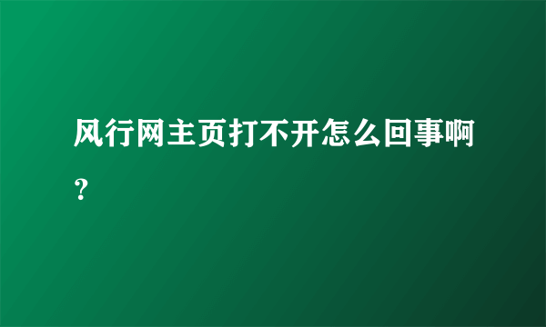 风行网主页打不开怎么回事啊？