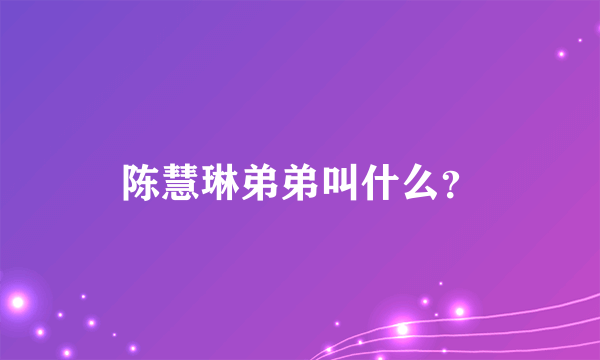 陈慧琳弟弟叫什么？