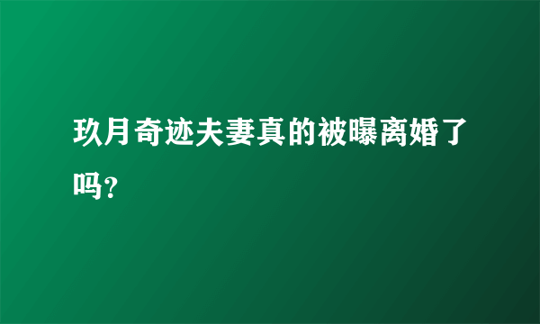 玖月奇迹夫妻真的被曝离婚了吗？