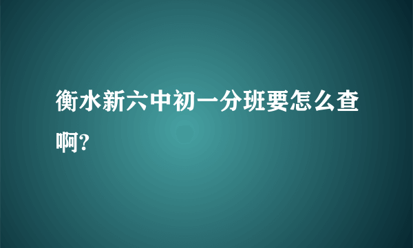 衡水新六中初一分班要怎么查啊?