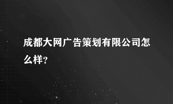 成都大网广告策划有限公司怎么样？