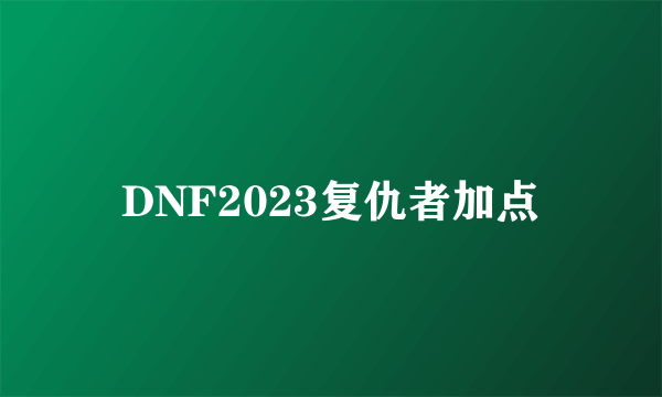 DNF2023复仇者加点