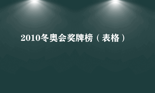 2010冬奥会奖牌榜（表格）