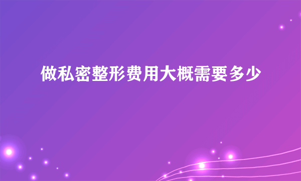 做私密整形费用大概需要多少