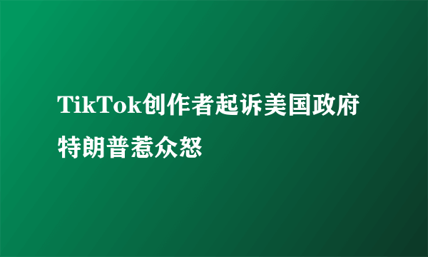 TikTok创作者起诉美国政府 特朗普惹众怒