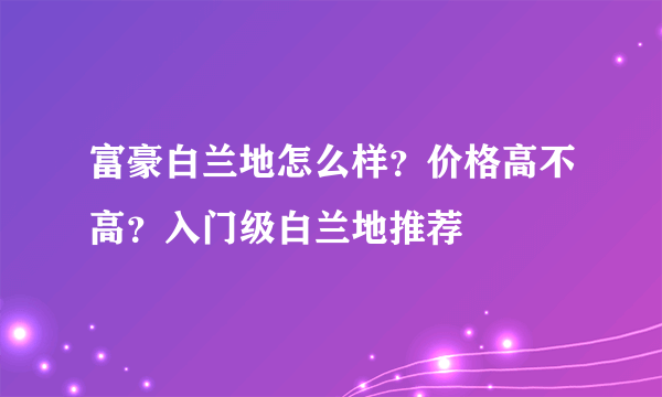 富豪白兰地怎么样？价格高不高？入门级白兰地推荐