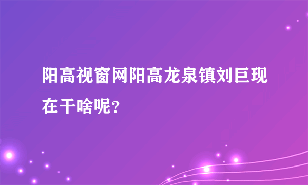 阳高视窗网阳高龙泉镇刘巨现在干啥呢？