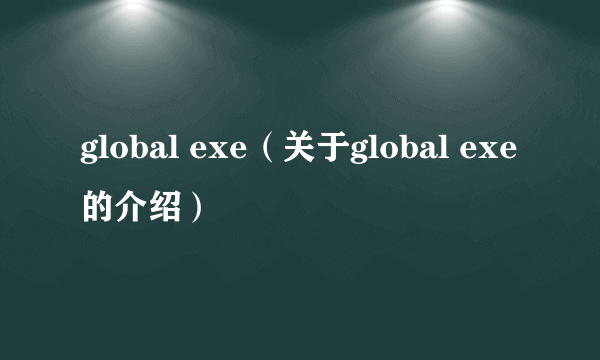 global exe（关于global exe的介绍）