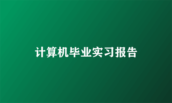 计算机毕业实习报告