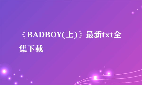 《BADBOY(上)》最新txt全集下载