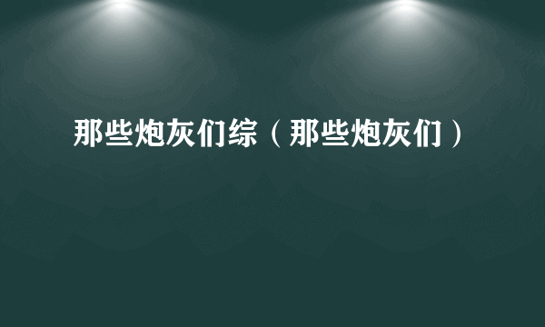 那些炮灰们综（那些炮灰们）