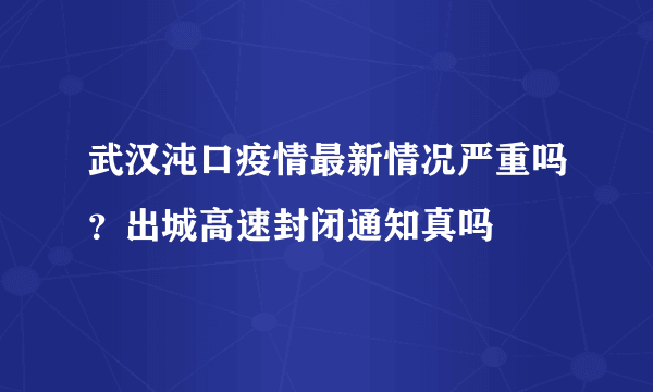 武汉沌口疫情最新情况严重吗？出城高速封闭通知真吗