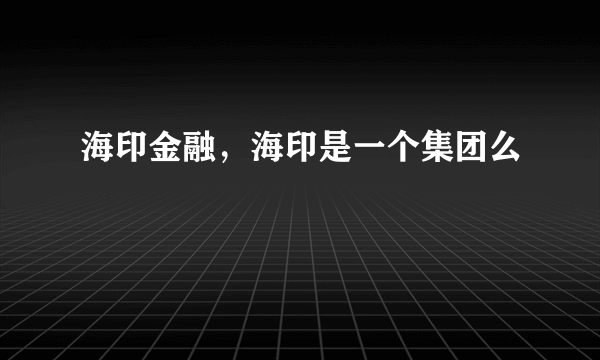 海印金融，海印是一个集团么