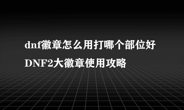 dnf徽章怎么用打哪个部位好 DNF2大徽章使用攻略