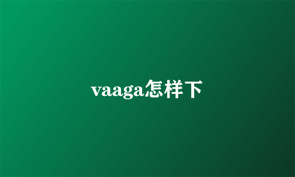 vaaga怎样下