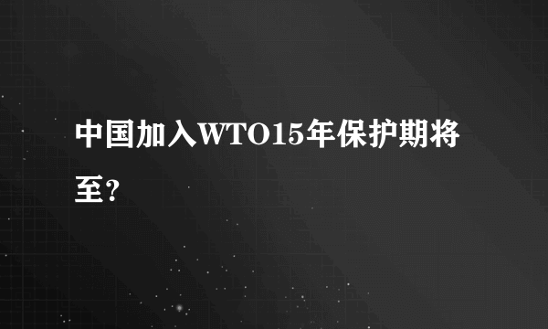 中国加入WTO15年保护期将至？