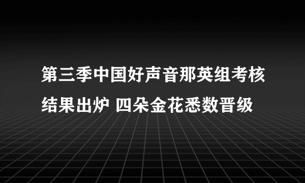 第三季中国好声音那英组考核结果出炉 四朵金花悉数晋级