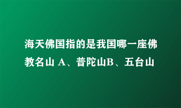 海天佛国指的是我国哪一座佛教名山 A、普陀山B、五台山