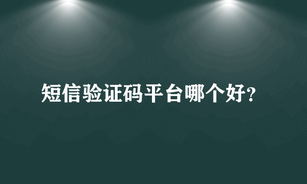 短信验证码平台哪个好？