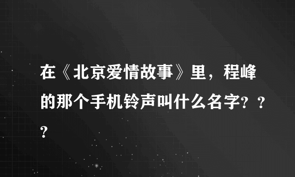 在《北京爱情故事》里，程峰的那个手机铃声叫什么名字？？？