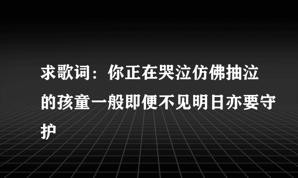 求歌词：你正在哭泣仿佛抽泣的孩童一般即便不见明日亦要守护