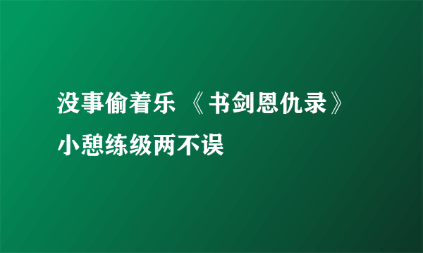 没事偷着乐 《书剑恩仇录》小憩练级两不误