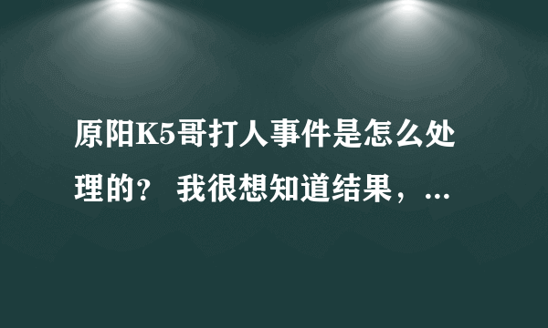 原阳K5哥打人事件是怎么处理的？ 我很想知道结果，难道又是不了了之？