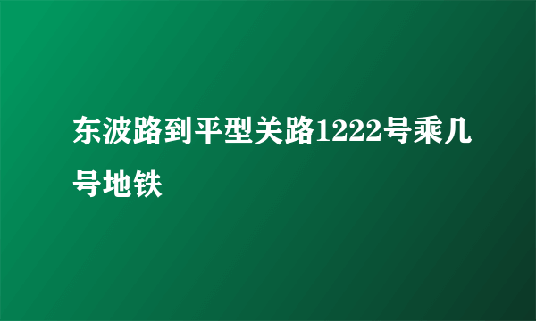 东波路到平型关路1222号乘几号地铁